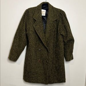 2 for $100 LONDON FOG speckle wool Women's Olive Tweed Pea Coat blazer trench
